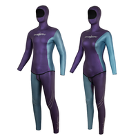 DIVESTAR pakaian selam bebas kulit, desain baru dua-potong 3mm kombinasi warna Neoprene gaya Super elastis