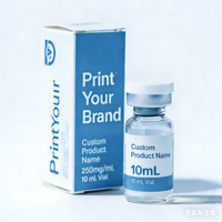Étiquette de flacon personnalisée en usine, holographique, Pep 3 ml, 10 ml, 30 ml, autocollant et boîte en papier