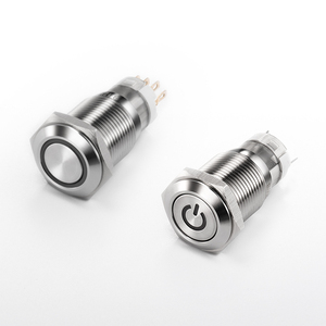 Interruptor de Botón Pulsador Momentáneo de Acero Inoxidable IP65, 16/19/22mm, Anillo Iluminado Rojo/Verde, 24V 3A 1NO, Interruptor Táctil Capacitivo - Product Image 1