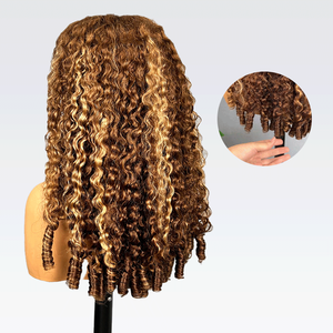 ISEE <span class=keywords><strong>Parrucca</strong></span> Riccioluta Grezza Birmana All'ingrosso 13x4 Full Lace Frontal Pronta da Indossare Senza Colla, <span class=keywords><strong>Capelli</strong></span> Umani Colore 4/27 Highlight per Donne Nere - Product Image 4