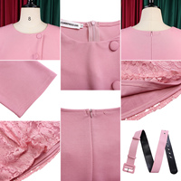 Robes d'automne D649 pour femmes, robes de bureau élégantes décontractées avec dentelle, manches longues, robes de travail formelles avec ceinture