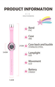 Reloj de Pulsera Digital Rosa Resistente al Agua 3ATM para Niñas, con Pantalla de Tiempo con <span class=keywords><strong>Flash</strong></span> Colorido, Reloj Deportivo Infantil con Función de Alarma - Product Image 5