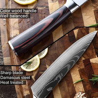 Ensemble de 8 couteaux de cuisine Chef, 8 pouces, japonais, 7CR17 440C, acier inoxydable à haute teneur en carbone, motif damas, couteau à trancher, Santoku