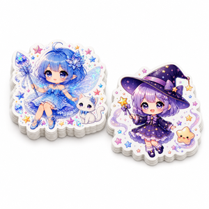 Pegatinas Personalizadas Kawaii de Brujas, Hadas y Unicornios, Adhesivos de Vinilo Resistentes al Agua con Diseño de Luna para Botellas y Diarios - Product Image 2