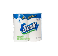 Papier toilette à dissolution rapide en pâte de bois 1 pli, 12 rouleaux doubles, 231 feuilles par rouleau