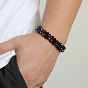 Bracelet ajustable tressé double couche en pierre naturelle œil de tigre et <span class=keywords><strong>hématite</strong></span> 6 mm pour homme, triple protection, style vintage, cadeau - Product Image 4