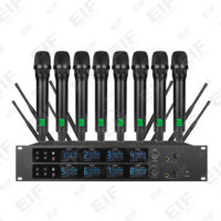 Système de microphone sans fil UHF dynamique à 8 canaux EIF BD-68 avec suppression du bruit, longue portée (80-100m), XLR pour bureau/scène