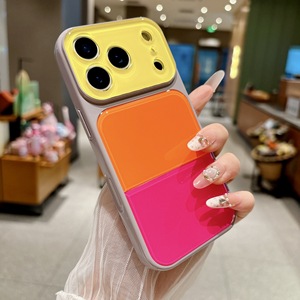 เคสโทรศัพท์แบบ Color-block สำหรับ iPhone 18/17 Pro Max, ช่องเว้าเลนส์ขนาดใหญ่, เคสกันกระแทกสีลูกกวาดแบบ Patchwork สำหรับ 16 Pro - Product Image 3