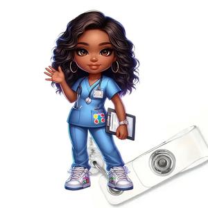 YOYI費用対効果の高い環境に優しいアクリル製デジタル印刷漫画看護師バッジ学校販促ビジネスギフト - Product Image 1