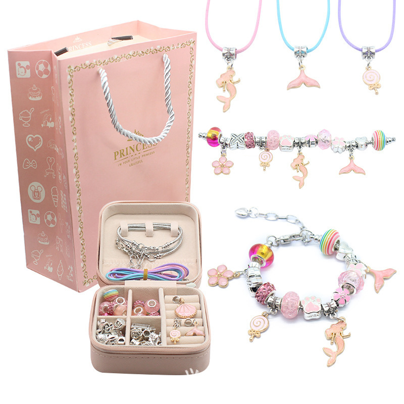 Beaded Bracelet Gift Set - Pink Jewelry Box Gift Box