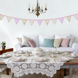 608326 Ghirlanda Floreale Vintage a Triangolo, Striscione Decorativo per Matrimoni, Compleanni, Feste in Giardino, Decorazioni per Camerette - Product Image 4