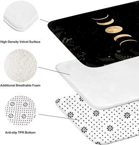 Juego de cortinas de ducha con diseño de fases lunares, plantas celestiales, estilo gótico, brujería, misticismo, tapa de inodoro y alfombra de baño en forma de U - Product Image 4