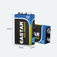 Baterai Alkaline OEM 9V 6LR61, Baterai Kering, Kemasan Plastik Blister Card untuk Alarm Asap dan Multimeter