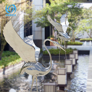 Stainless Steel Flamingo Figurines Polished Outdoor Garden Ornaments Modern Zen Courtyard Decor Handmade Bird Sculpture - Product Image 3