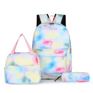 뜨거운 방수 책가방 2023 새로운 패턴 인쇄 다기능 배낭 고등학교 소녀 3 PC 점심 가방