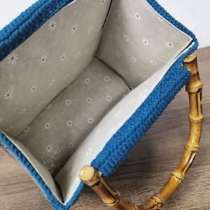 Designer Handmade Retro Bohemian Crochet Tote Bag Two Handles Luxury Geometric Flower Decoration Polyester Lining Granny <b>Square</b> - Product Image 6