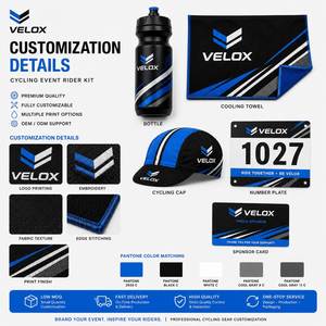 Kit de cycliste personnalisé pour les sorties en club avec gourde, serviette, casquette, numéro de course et emballage promotionnel pour les sponsors - Product Image 4