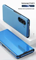 Étui miroir à rabat pour Samsung Galaxy Z Fold 7 6 5 4 3, avec béquille intégrée et protection d'écran, coque miroir électroplaquée