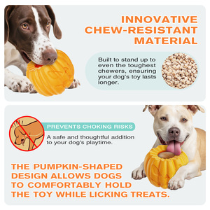 Pumpkin Dog Slow Feeder <b>Toy</b>, Stuffable & Freezable, Durable Chew <b>Toy</b> for Anxiety Relief & Boredom, Kibble Dispensing for Medium - Product Image 4