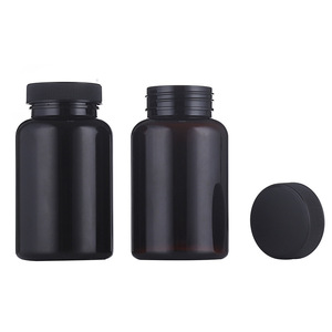 250cc nero opaco PET bocca larga integratore di plastica bottiglia di plastica bottiglia di vitamina Soft Touch bottiglia di plastica bottiglia di medicina - Product Image 2