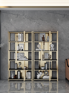 Présentoir mural en acier inoxydable doré de luxe moderne - Product Image 6