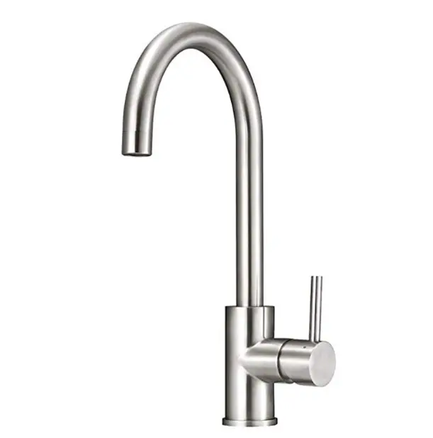 Large bend faucet 304 stainless steel kitchen basin hot and cold faucet round three-way faucet