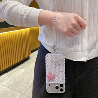 Coque de téléphone Coquette Y2K scintillante avec perles, strass et étoiles pour iPhone 18 17 Pro Max 16 15 14 13, avec dragonne en cristal et protection intégrale