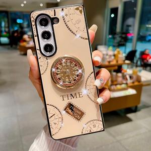 Funda de teléfono móvil de lujo inspirada en el tiempo para Samsung <span class=keywords><strong>Galaxy</strong></span> ZFold 6/5/4/3, soporte de diamante ostentoso, funda protectora a prueba de golpes - Product Image 1