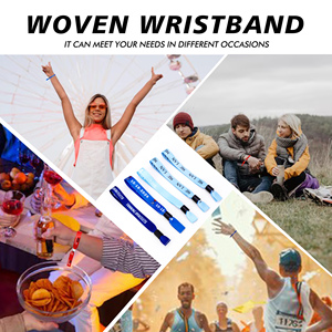 Pulsera de tela de boda personalizada de alta calidad, muñequeras de tela con logotipo personalizado, pulsera para fiestas, eventos, pulsera tejida para festivales - Product Image 5