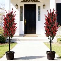 Herbe artificielle lavande à piquer pour extérieur, 62 cm, avec piquet de fixation au sol, pour arrangement floral et décoration extérieure