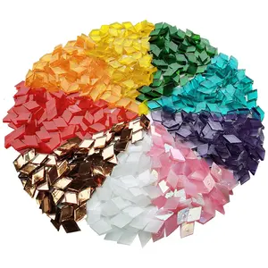 Турецкая стеклянная мозаичная плитка разных форм для рукоделия, разноцветный витражный лист