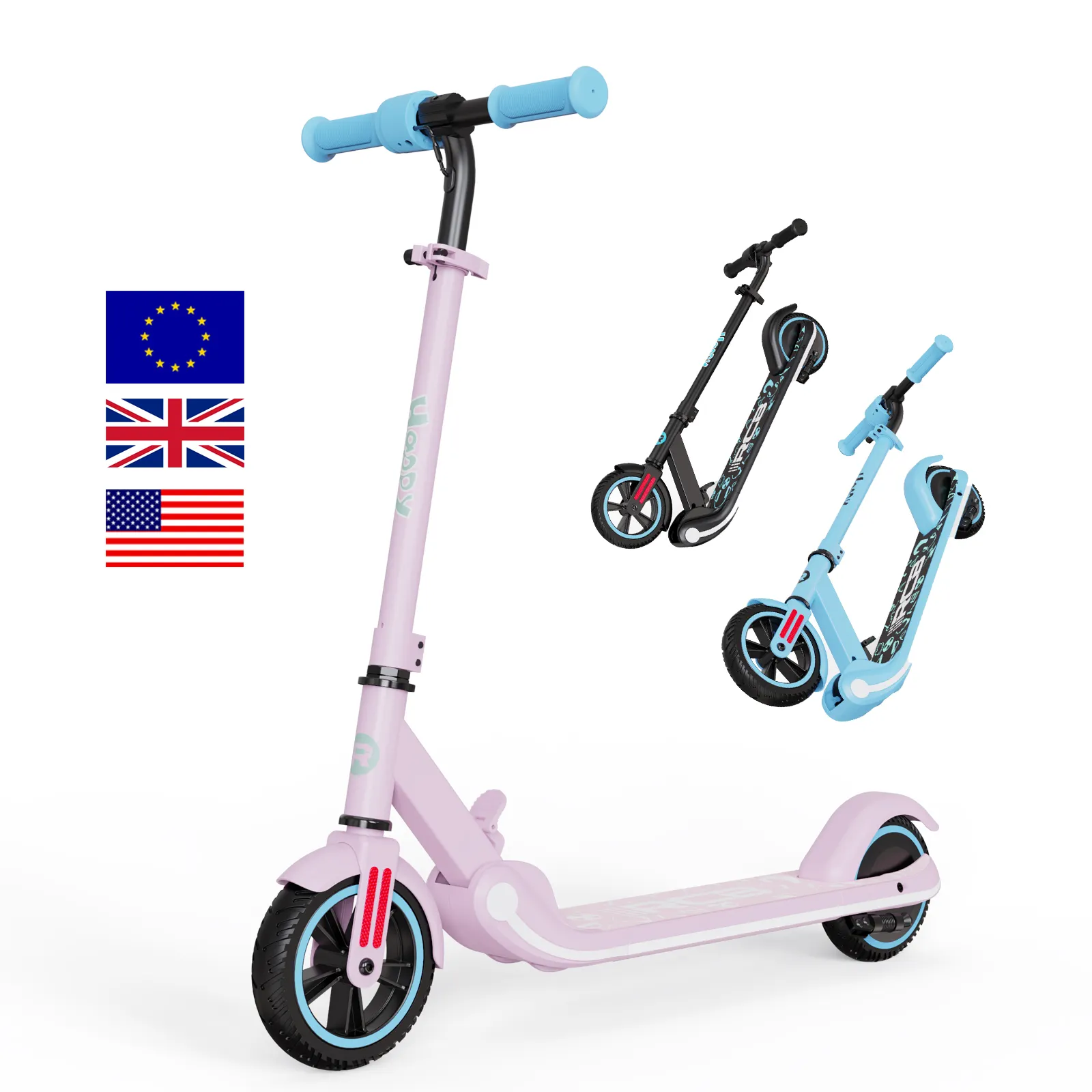 EU USA UK Stock RCB Sports Kids Electric Scooters 3 Colors 6 inches Solid Tires 200W Folding Electric Scooters for Children