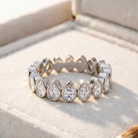 Bague Éternité Good Century en Or Massif 18K avec Diamant de Laboratoire Taille Poire, Sertie Clos, Bande Complète, Bague Tendance pour Homme, Bijou Fin, Cadeau