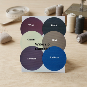 Tissu en Lycra côtelé Wako 220GSM |   Tissu en maille côtelée extensible dans les quatre sens en polyester et élasthanne pour vêtements de sport et hauts décontractés - Product Image 2