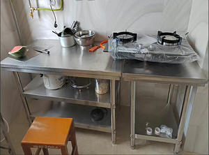 OEM Alta Qualidade Industrial Trabalhando mesa Commercial <span class=keywords><strong>Kitchen</strong></span> <span class=keywords><strong>Equipment</strong></span> 2 Layer aço inoxidável Trabalho mesa - Product Image 4