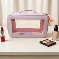 Sac de rangement portable de luxe moderne en PVC, durable, étanche et pliable, transparent, avec fermeture éclair américaine et pompon, pour Mahjong et Poker 4 joueurs