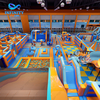 Parc de sports intérieur de nouvelle génération, Mega Hybrid Inflatable Park Playground, aire de jeux intérieure combinée pour FEC
