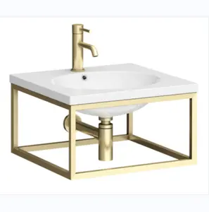 Nordic Badezimmer in Schwarz und Gold ein Mix von Luxus Stil Wandmontage Metall konsole onsolentrager Support de console de lavabo