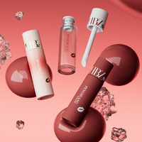 Tubes de brillant à lèvres mats personnalisés écologiques de 35 ml, flacon en verre avec pompe à lotion et grand pinceau, pour fard à joues liquide, correcteur et fond de teint