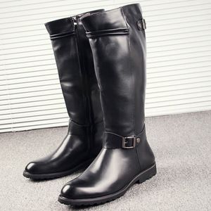 Nuovi stivali Casual da uomo alla moda da uomo stivali da cavaliere neri a punta stivali da uomo con cerniera stivali in pelle ad albero alto - Product Image 4