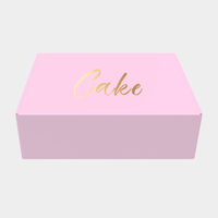 Boîte en carton rigide ondulé personnalisée, biodégradable, rose, colorée, avec logo estampé à chaud, pour l'emballage alimentaire, sushis, gâteaux, desserts, à emporter