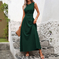 Robes de bureau pour femmes prêtes à être expédiées, longues, sans manches, à nouer à la taille, style A-line, maxi, élégantes, décontractées, pour les vacances