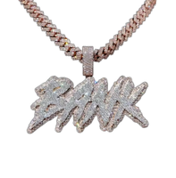 Pendentif Lettre Moissanite Personnalisé, Testeur de Diamant, Argent 925 Plaqué Or, Certifié GRA VVS, Style Hiphop Iced Buss Party