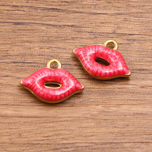 Custom <b>Cute</b> Cartoon DIY 14k 18k PVD Gold Plated Jewelry 316L Stainless Steel <b>Bracelet</b> Lip Charms for <b>Bracelet</b> Necklace - Product Image 4