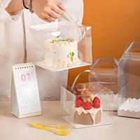 Boîte à gâteau transparente en plastique transparent avec couvercle, logo personnalisé, différentes tailles, emballage pour desserts, boîte à gâteau en acétate PET