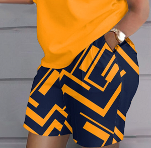 Conjunto de 2 piezas de pantalones cortos con bolsillo superior de manga corta con estampado de posicionamiento de Moda de Primavera/Verano de 2017 - Product Image 4