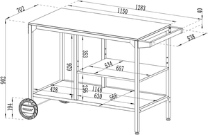 Chariot de bar en fer forgé pour extérieur/intérieur, armoire de rangement noire multi-niveaux à roulettes, table à manger rectangulaire directement de l'usine - Product Image 2