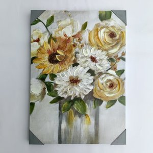 Peinture à l'huile florale 3D impasto peinte à la main sur <span class=keywords><strong>toile</strong></span>, œuvre d'art artisanale originale, rose blanche, <span class=keywords><strong>pivoine</strong></span>, art mural, décoration de luxe pour la maison - Product Image 5
