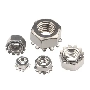 Stainless Steel Ss304 Ss316 K Nuts Hex Lock Kep Nut Multitooth Hexagon Locking Nut M3 M4 M5 M6
