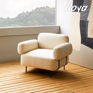 Chaise moderne Japandi en tissu <span class=keywords><strong>Fauteuil</strong></span> rembourré de loisirs pour salon Petit <span class=keywords><strong>fauteuil</strong></span> lounge Teddy Bounce blanc - Product Image 5